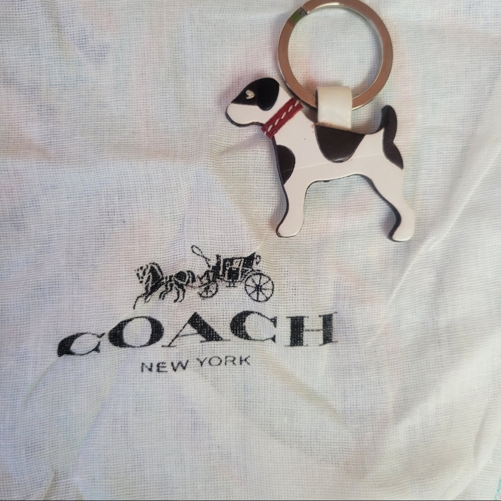 Coach Jack Russel Leather Keyring/FOB